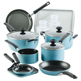 Farberware 20Pc Aluminum Nonstick Cookware Pots & Pans Set Aqua