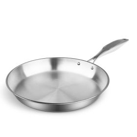 SOGA Stainless Steel Fry Pan 24cm Frying Pan Top Grade Induction Cooking FryPan