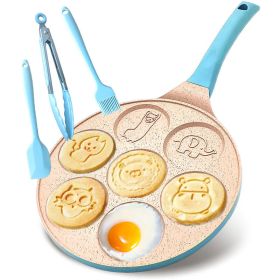 Egg Pan Omelette Pan Pancake Pan Maker Nonstick Egg Cooker Skillet for Pancakes Cookies Burgers Breakfast Pan (Color: Blue)